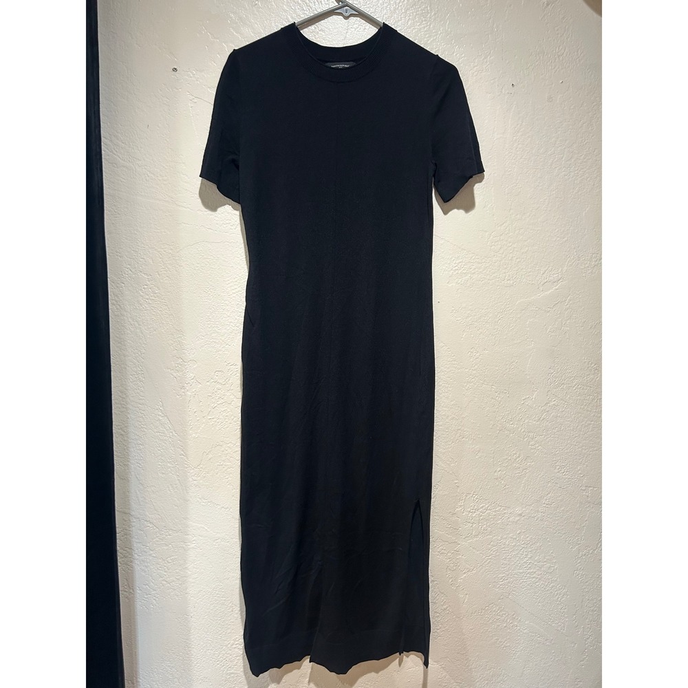 Banana Republic Black Knit Short Sleeve ‎ Dress Side Slit Small